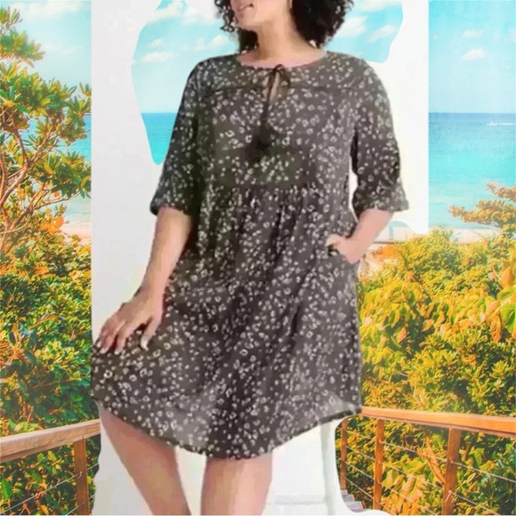 RYLLACE ANIMAL PRINT BOHO TASSEL TIE SHIFT DRESS PLUS SIZE 1X ❣️NEW - Picture 1 of 15